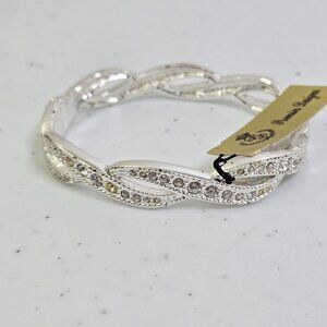 Premier Designs Evening Out Bracelet Hinge Clamper Silver Tone Rhinestone New